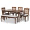 Baxton Studio Dori Grey Upholstered and Walnut Wood 6-Piece Dining Set 169-9875-10920-10520 - alternate 4